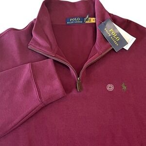 NWT Polo Ralph Lauren 1/4 Zip Long Sleeve Knit Pullover Sweater Mens XXL Wine